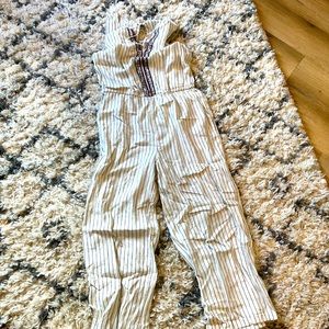 Old Navy Striped Linen Jumpsuit - Medium